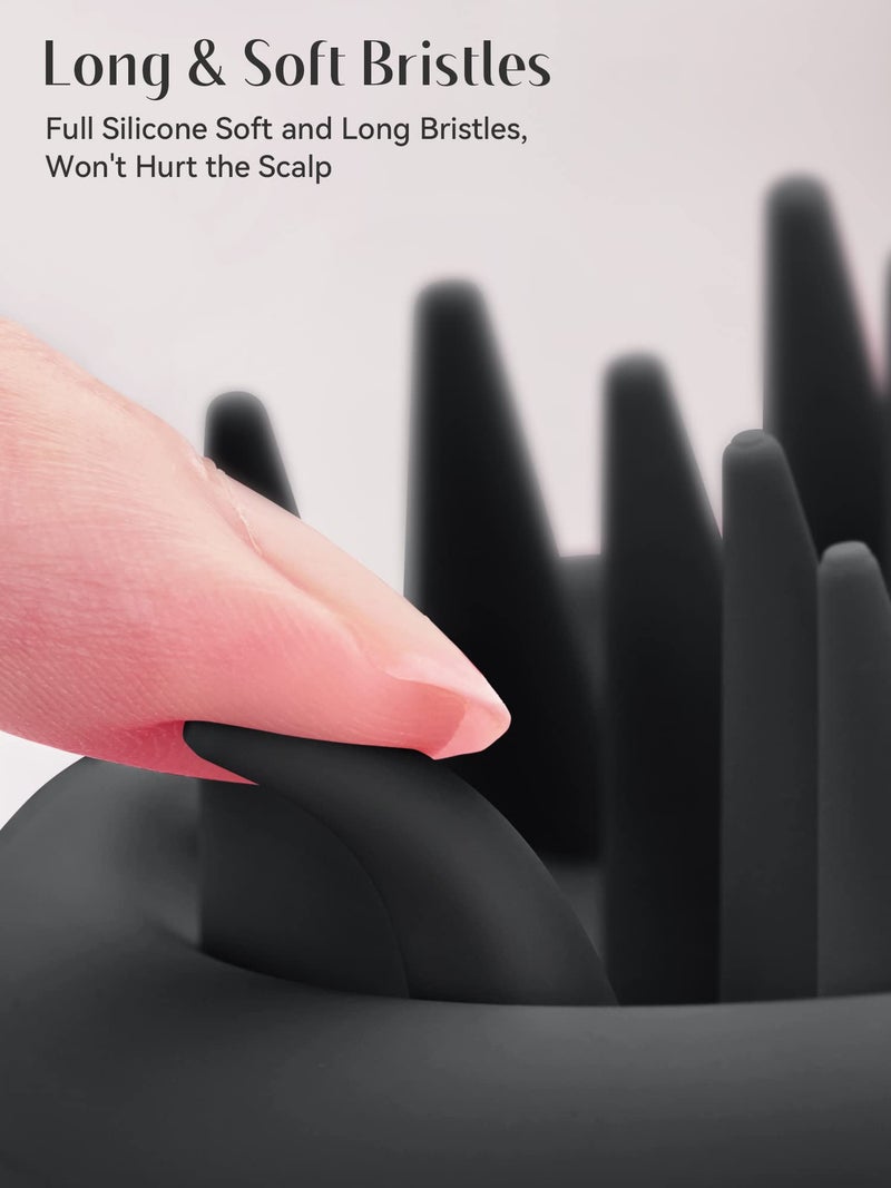HEETA Scalp Massager Hair Growth, Scalp Scrubber with Soft Bristles, Integrated Silicone Design, Exfoliator for Dandruff Removal & Relaxation, Shampoo Brush Fit Wet Dry Hair Use, Black - Image 2
