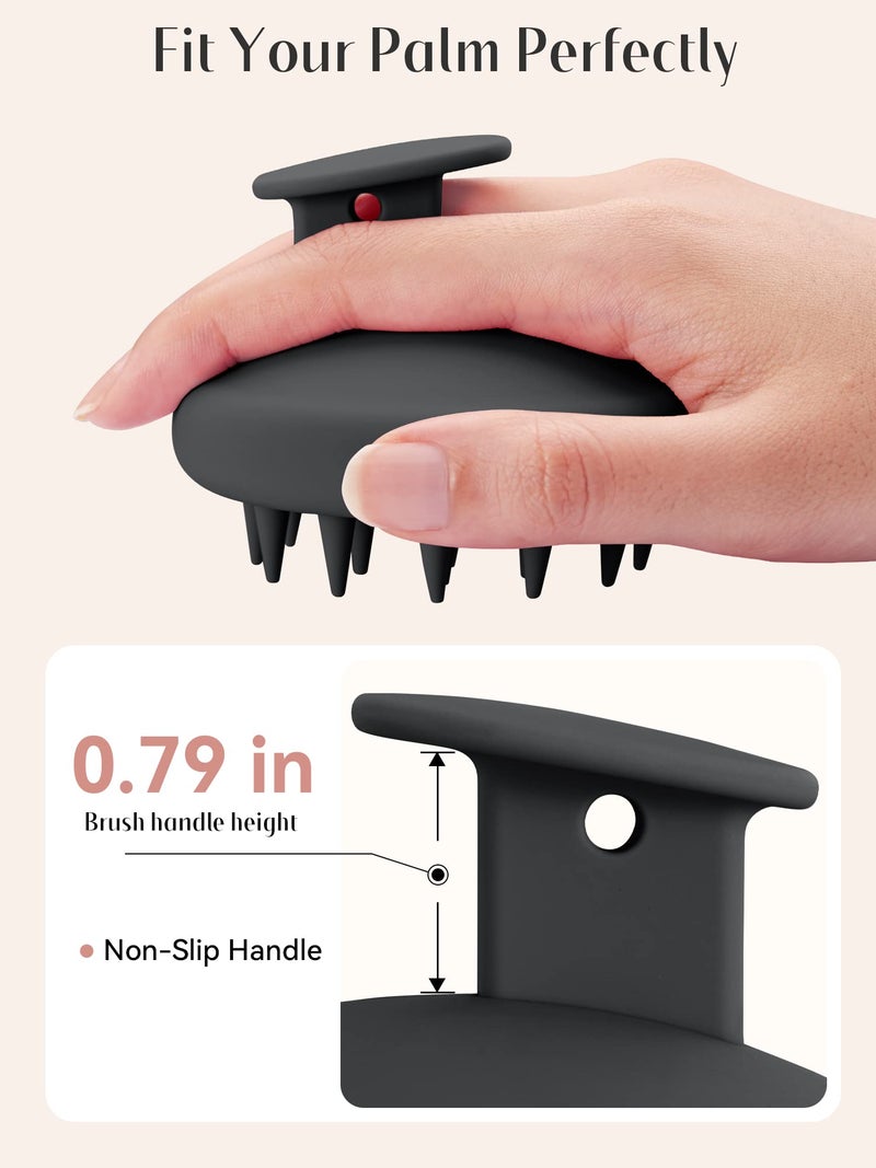 HEETA Scalp Massager Hair Growth, Scalp Scrubber with Soft Bristles, Integrated Silicone Design, Exfoliator for Dandruff Removal & Relaxation, Shampoo Brush Fit Wet Dry Hair Use, Black - Image 3