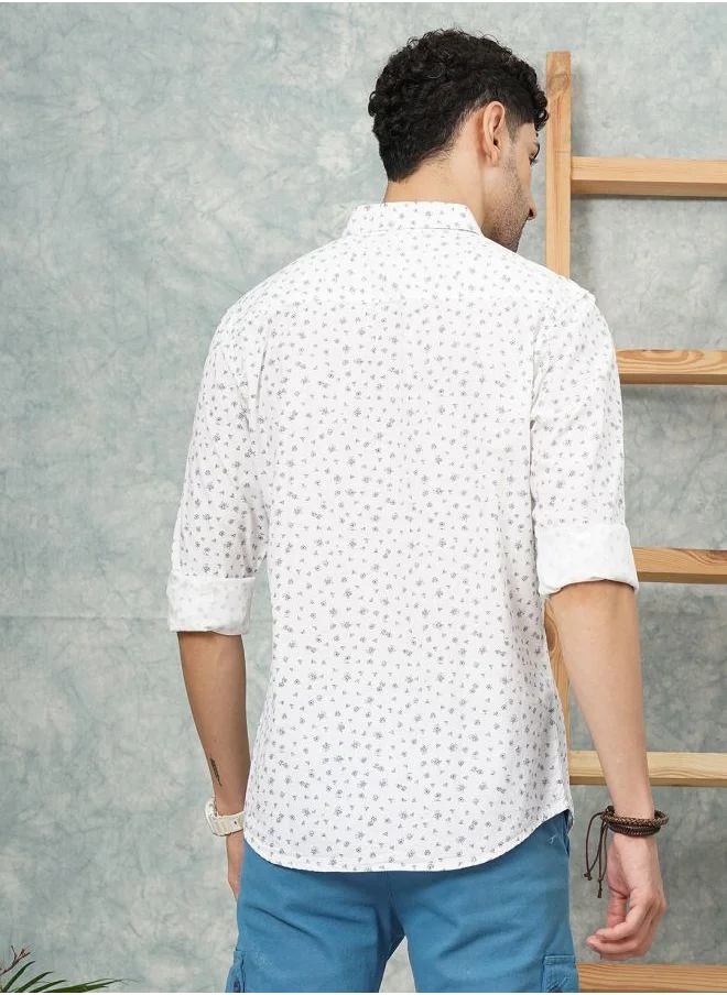 The Indian Garage Co Men Slim Fit Abstract Printed Full Sleeves Spread Collar Casual Shirt