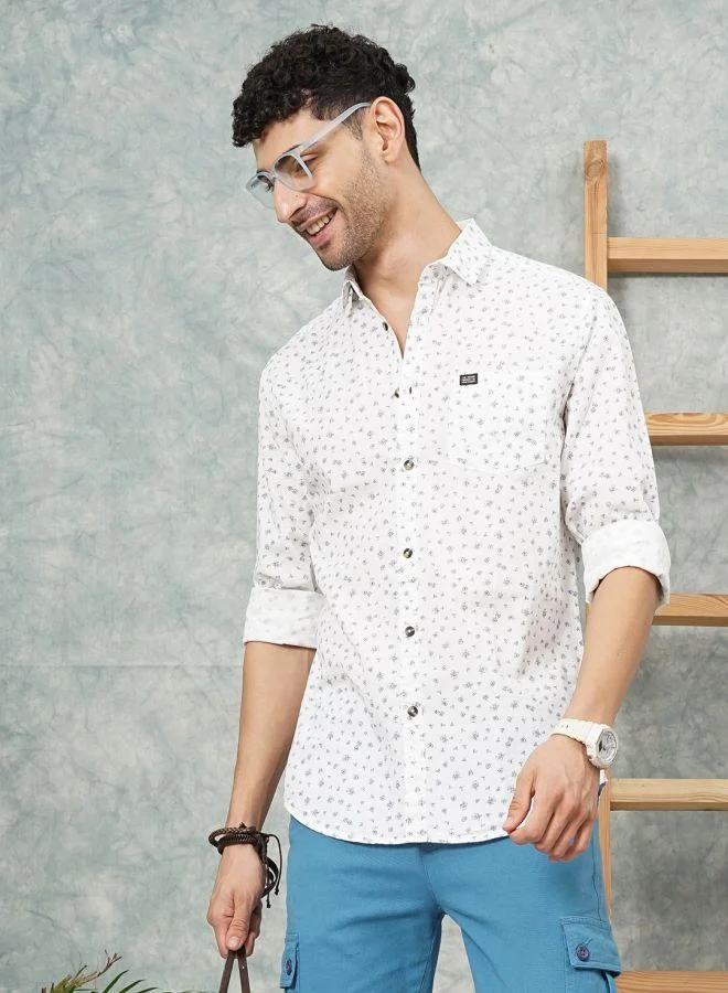 The Indian Garage Co Men Slim Fit Abstract Printed Full Sleeves Spread Collar Casual Shirt