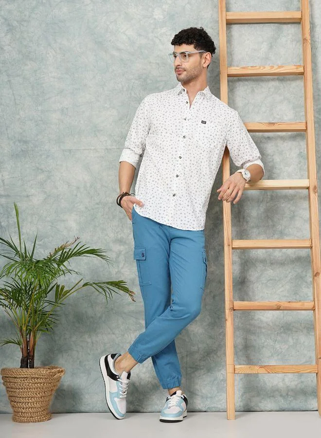 The Indian Garage Co Men Slim Fit Abstract Printed Full Sleeves Spread Collar Casual Shirt
