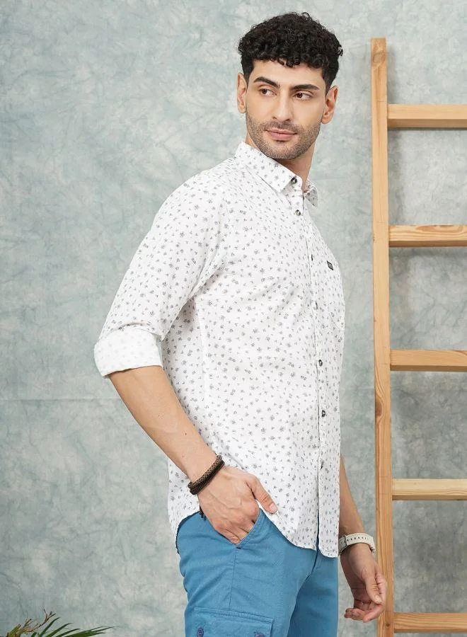 The Indian Garage Co Men Slim Fit Abstract Printed Full Sleeves Spread Collar Casual Shirt