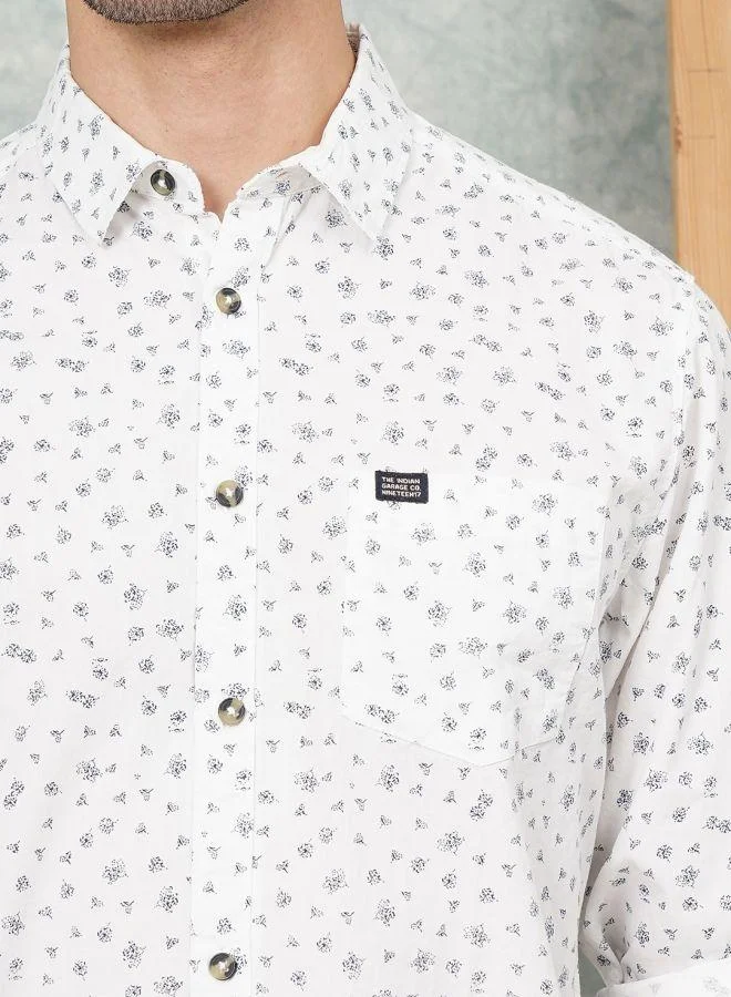 The Indian Garage Co Men Slim Fit Abstract Printed Full Sleeves Spread Collar Casual Shirt