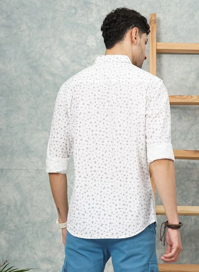 The Indian Garage Co Men Slim Fit Abstract Printed Full Sleeves Spread Collar Casual Shirt