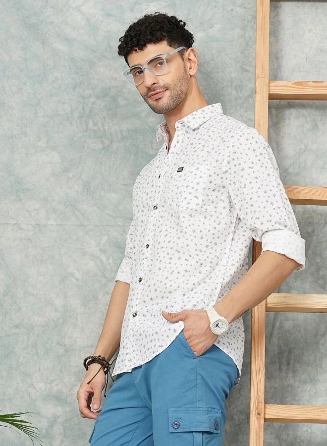 The Indian Garage Co Men Slim Fit Abstract Printed Full Sleeves Spread Collar Casual Shirt