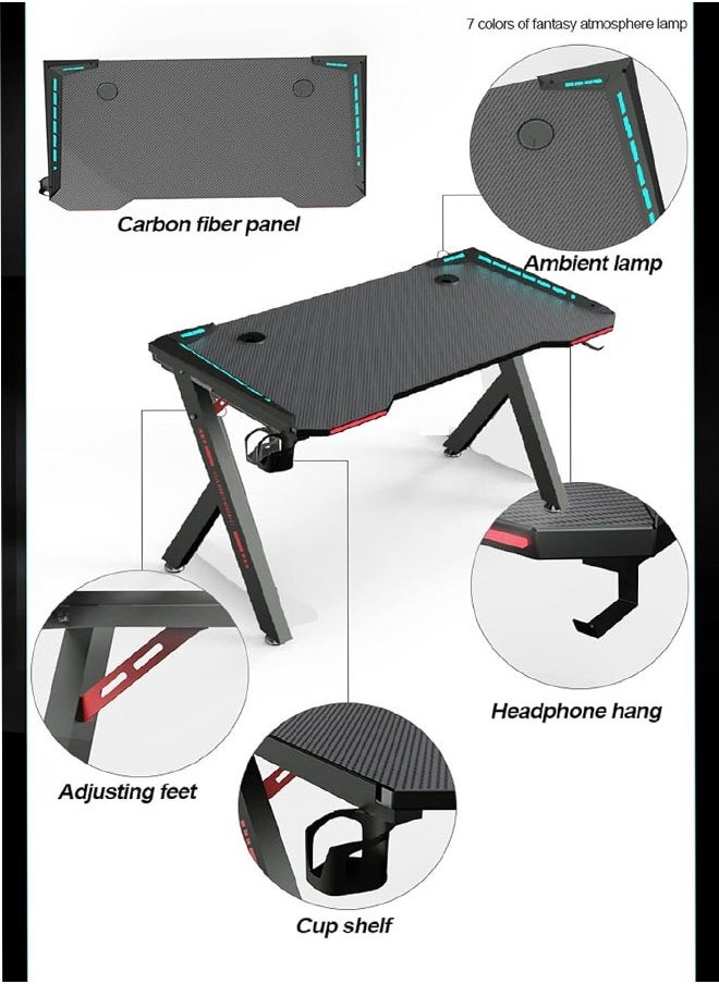 NKX - Ergonomic Gaming and Computer Desk with LED Lights and USB port 100 CM - Image 1