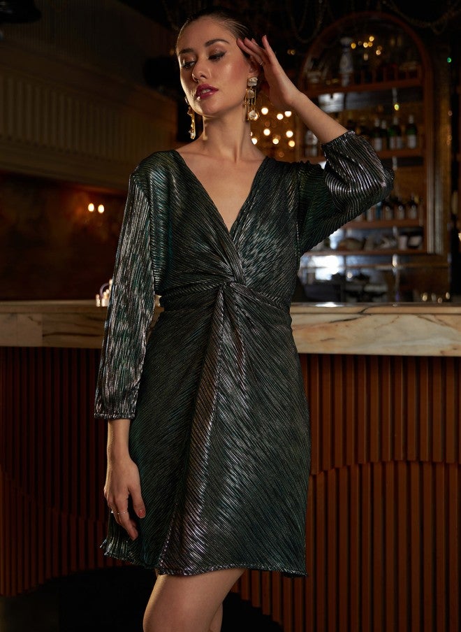 Athena Embellished Sheath Wrap Dress for Women - Image 1