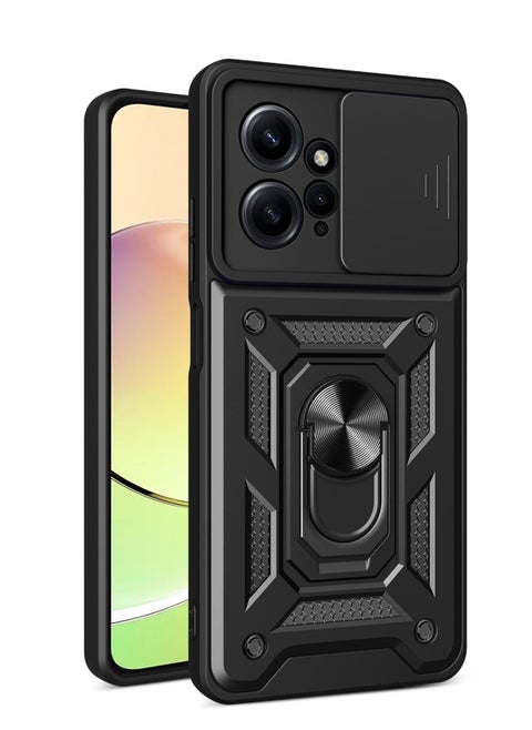 جراب حمايه ويندو مقاوم للصدمات وحمايه للكاميرا مزود بدبله معدنيه متوافق مع Redmi Note 12 4G (اسود)