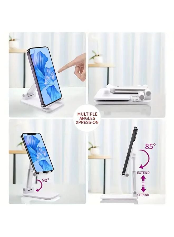 Black Adjustable Foldable Phone Holder Universal Compatibility Charging Port ABS Material - Image 4