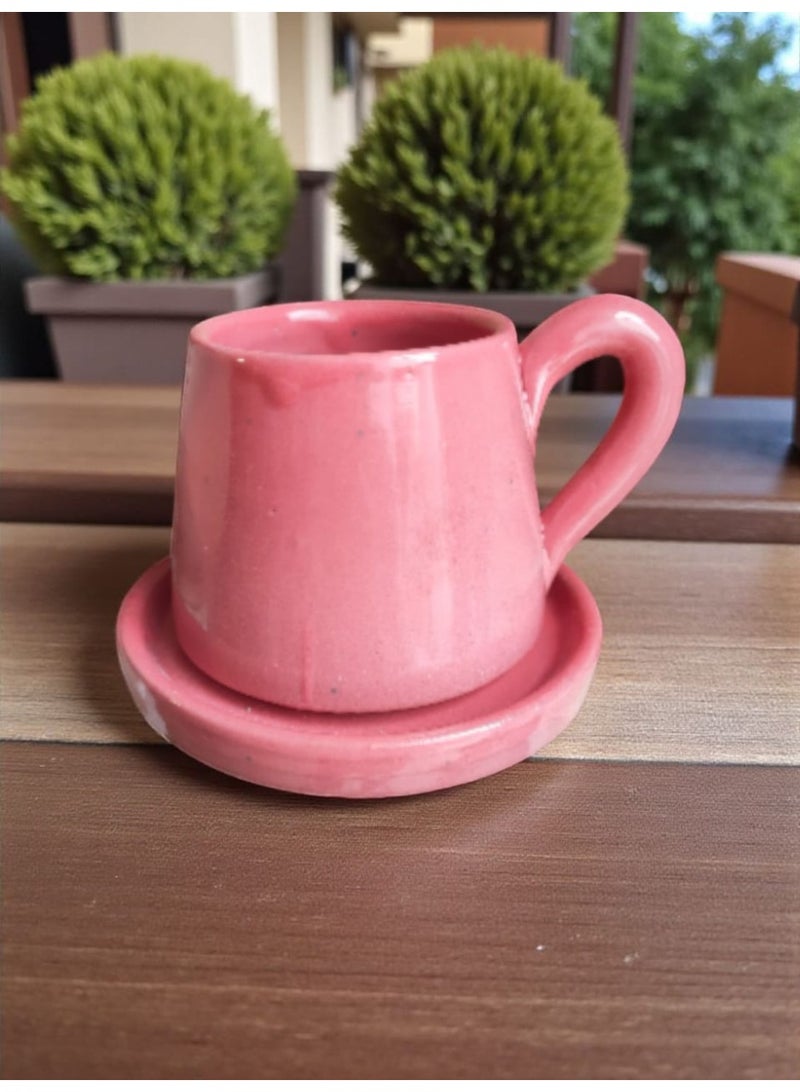 color zone pottery Tea and cappuccino cup and saucer, microwave safe, handmade from pottery - Image 2