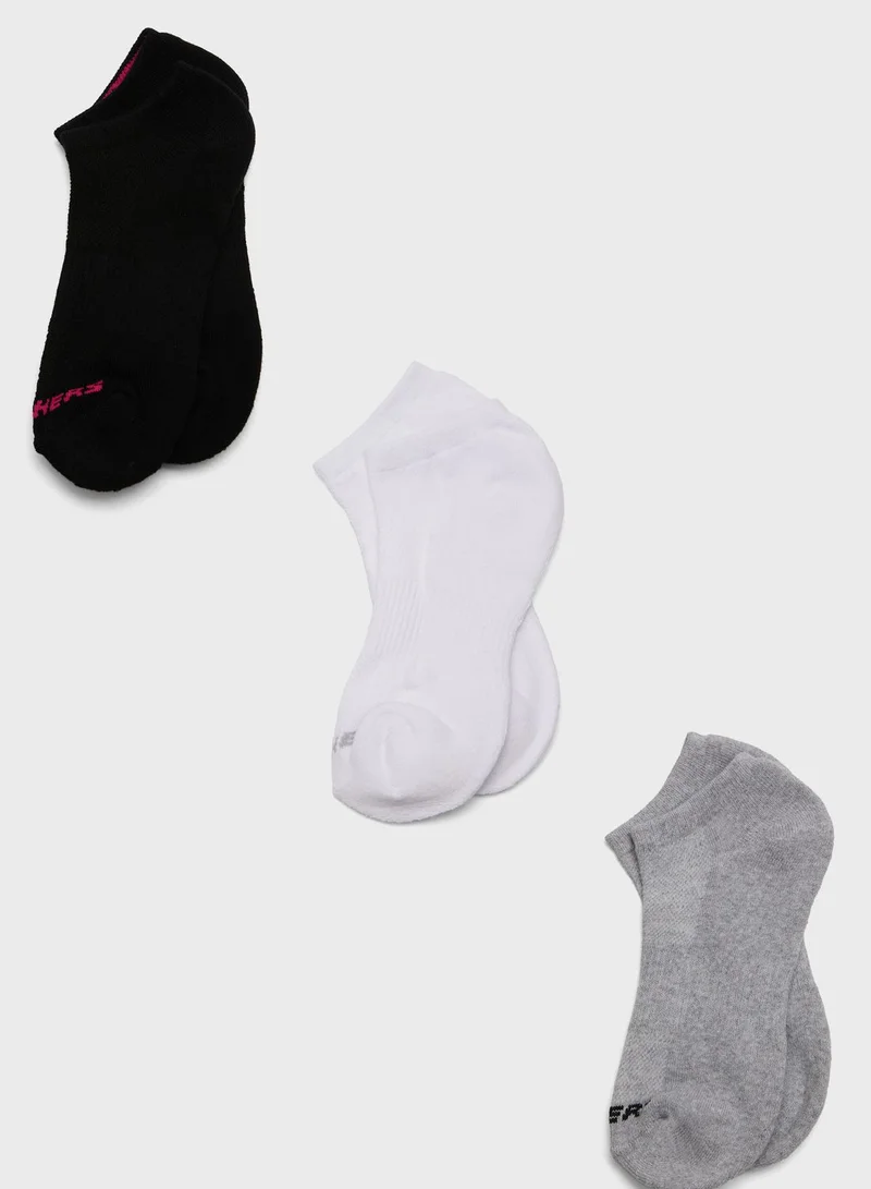 SKECHERS 3 Pack Terry No Show Socks
