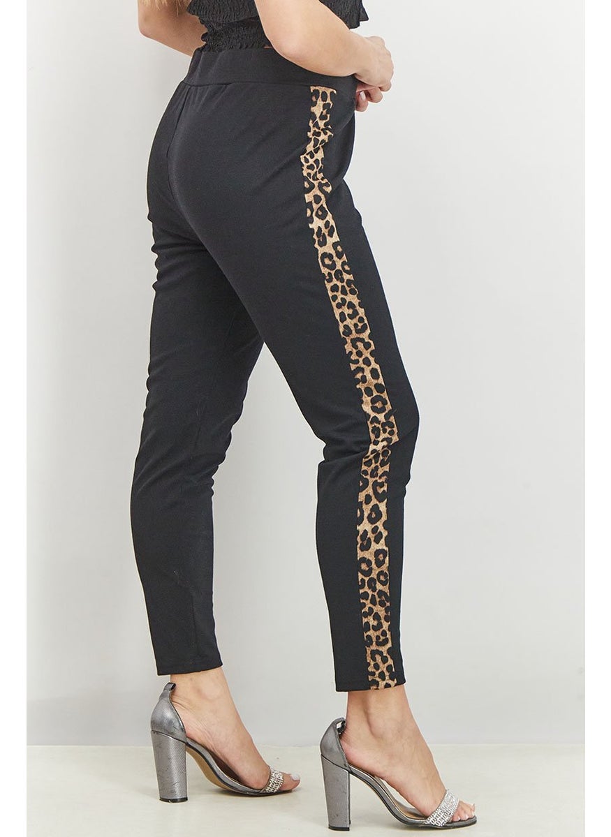 Michael Kors Women Cheetah Panel Leggings, Black Combo  - Image 2