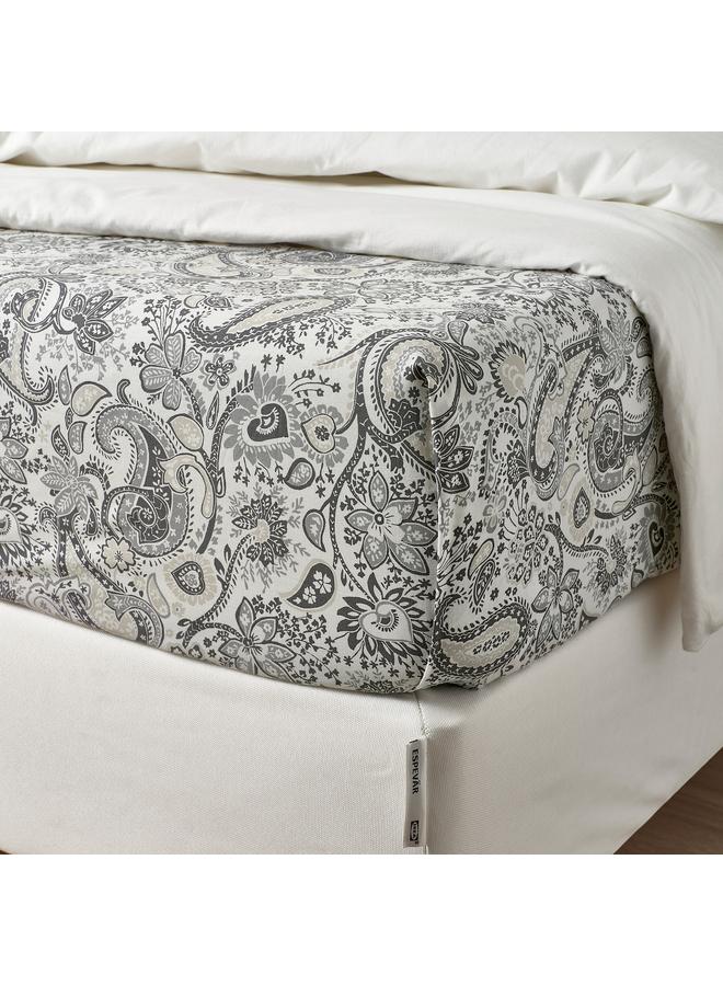 Zaboon Flat sheet, grey/white, 240x260 cm - Image 4