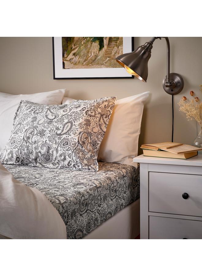 Zaboon Flat sheet, grey/white, 240x260 cm - Image 3