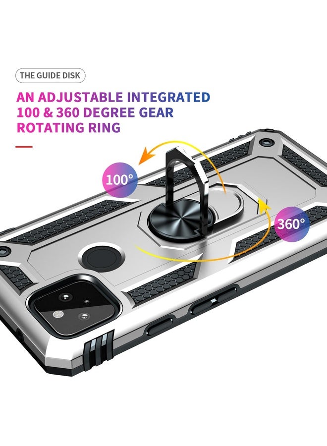 HuHa Case Cover For Google Pixel 5a 5G Shockproof TPU + PC Protective Case with 360 Degree Rotating Holder(Silver) - Image 3