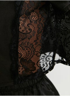 trendyol Black Lace Satin Woven Pajama Set THMAW23PT00084  - Image 5