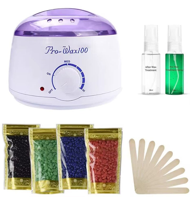Portable Electric Wax Warmer Kit for Total Body Hair Removal Melting Pot Hot Wax Heater with Accessories for Facial Bikini Armpit Waxing at Home for All Genders
