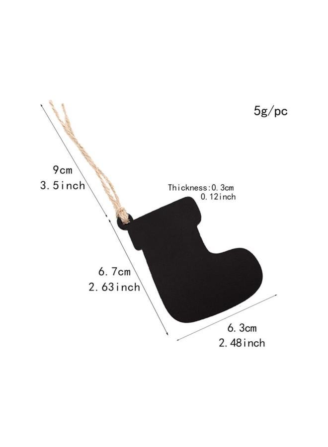 klarako 10PCS Socks Shape Hanging Chalkboard Signs Mini Decorative Blackboard Hanging Tags Wooden Christmas Hanging Ornament (Black) - Image 2