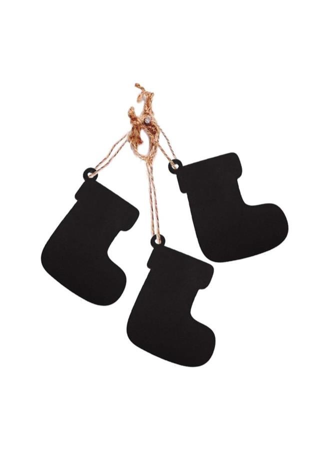 klarako 10PCS Socks Shape Hanging Chalkboard Signs Mini Decorative Blackboard Hanging Tags Wooden Christmas Hanging Ornament (Black) - Image 3