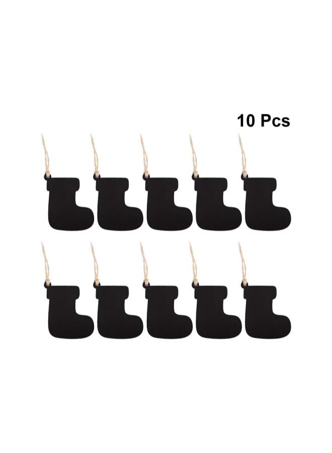 klarako 10PCS Socks Shape Hanging Chalkboard Signs Mini Decorative Blackboard Hanging Tags Wooden Christmas Hanging Ornament (Black) - Image 4