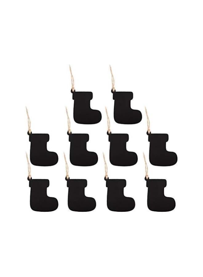 klarako 10PCS Socks Shape Hanging Chalkboard Signs Mini Decorative Blackboard Hanging Tags Wooden Christmas Hanging Ornament (Black) - Image 1