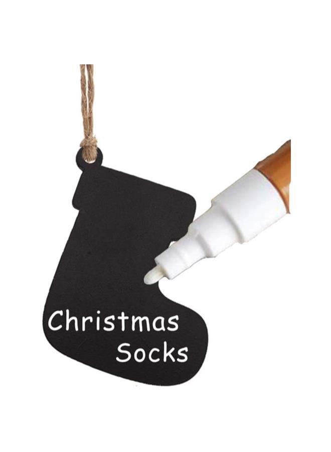 klarako 10PCS Socks Shape Hanging Chalkboard Signs Mini Decorative Blackboard Hanging Tags Wooden Christmas Hanging Ornament (Black) - Image 5