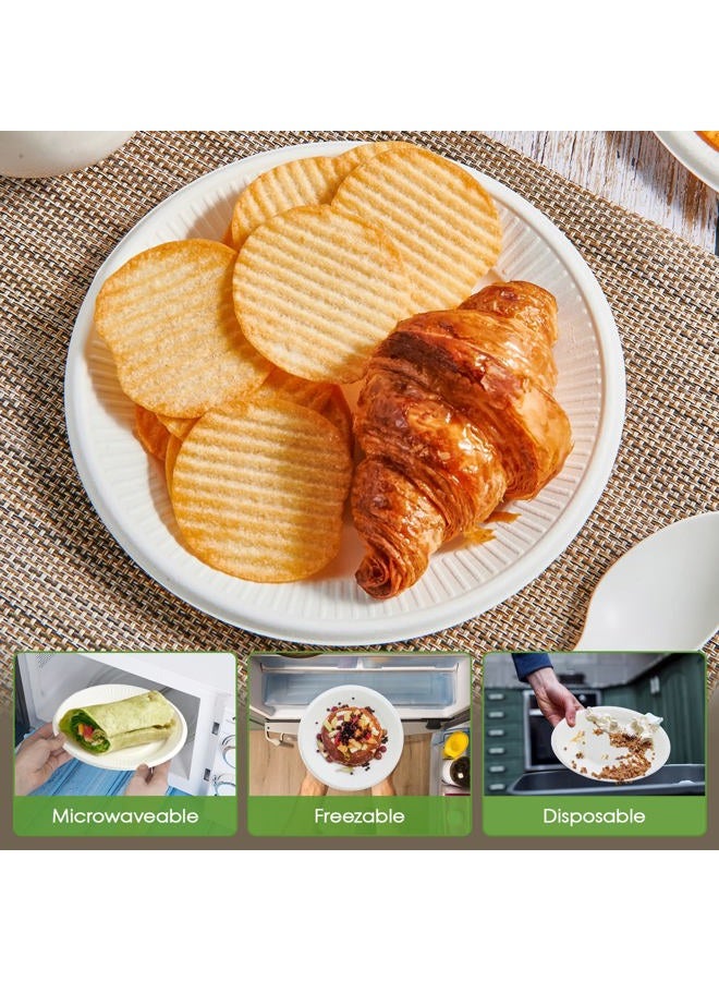 Vplus 100% Compostable Paper Plates, 300 Pack 6 Inch Disposable Paper Plates, Uncoated Biodegradable Plates Made of Sugar Cane Fibers, Perfect for Sandwich, Cake, and Snack - Image 4