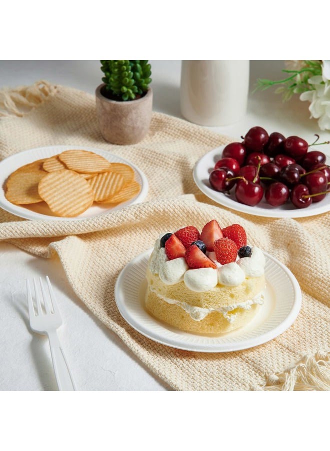 Vplus 100% Compostable Paper Plates, 300 Pack 6 Inch Disposable Paper Plates, Uncoated Biodegradable Plates Made of Sugar Cane Fibers, Perfect for Sandwich, Cake, and Snack - Image 2