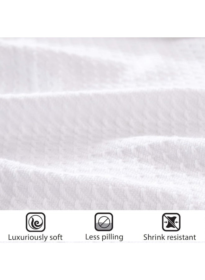 madison park Madison Park Egyptian Cotton Luxury Blanket White 108x90 King Size Knit Premium Soft Cozy 100 Cerified Egyptian Cotton For Bed Couch or Sofa  - Image 5