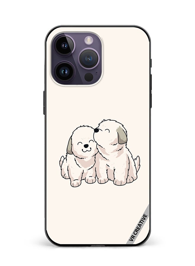 VR CREATIVE Protective Case Cover For Apple iPhone 15 Pro Cute Puppies Design Multicolour - Image 1