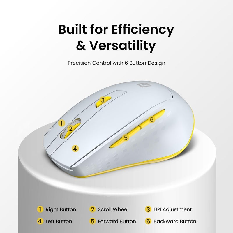 Portronics فأرة تواد 32 اللاسلكية مع 6 أزرار، اتصال 2.4 جيجاهرتز، نطاق عمل 10م، تصميم مريح، DPI بصري قابل للتعديل، توفير الطاقة التلقائي، للابتوب والكمبيوتر الشخصي (رمادي) - Image 3