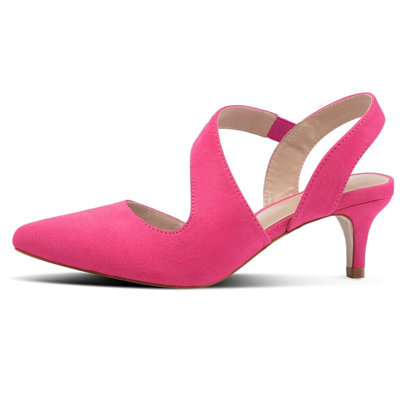 mysoft Women's Dress Shoes Low Heels 2 inch Kitten Pumps Slingback Wedding Party Medium/Wide Width Shoes Hot Pink - Image 4