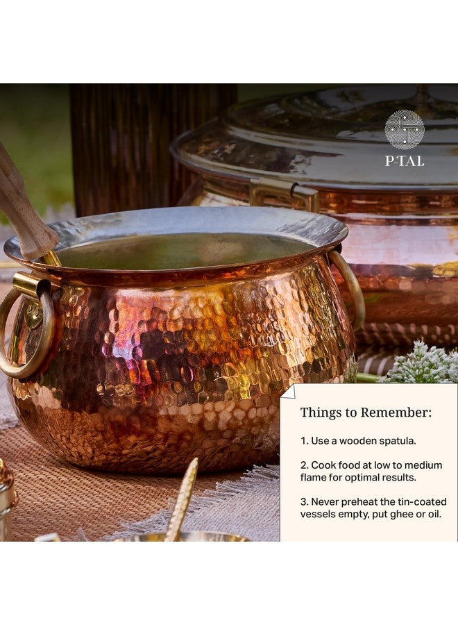 P-TAL Copper Madurai Handi Tin Coated with Lid 100% Pure Copper Degchi Teflon/Chemical Free Cooking 4kgs Biryani Handi for Kitchen - Image 5