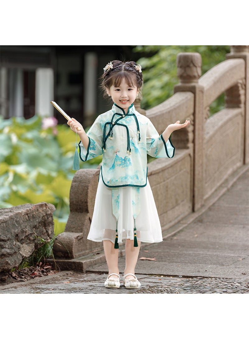 Girls' Hanfu Chinese Style Set white Shirt and Skirt Two-piece Suits Spring And Autumn New Children's Tang Dynasty Fashion Clothes  - Image 3
