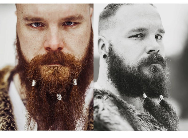 Modpion 24Pcs Norse Vikings Runes Hair Beard Beads for Bracelets Pendant Necklace DIY,Braiding Beads for Hair Braids Antique Silver Beard Ring Viking Beads Kits(Include 2Pcs Pull Hair Pin) - Image 2