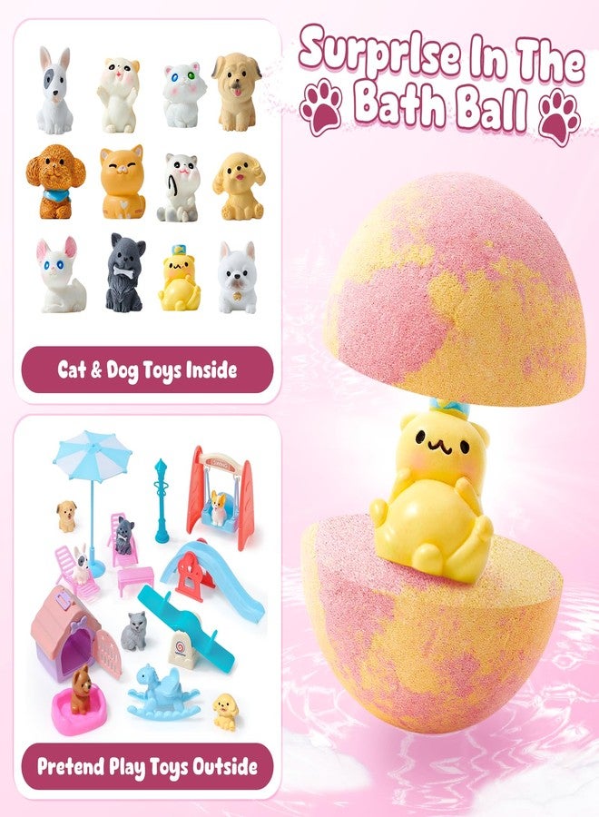 Toylink Bath Bombs for Kids with Surprise Inside for Girls Boys, 12 Pack Kids Bath Bombs with Dog & Cat Toys Pretend Playset Handmade Bubble Bath Fizzies Birthday Christmas Gift Set - Image 2