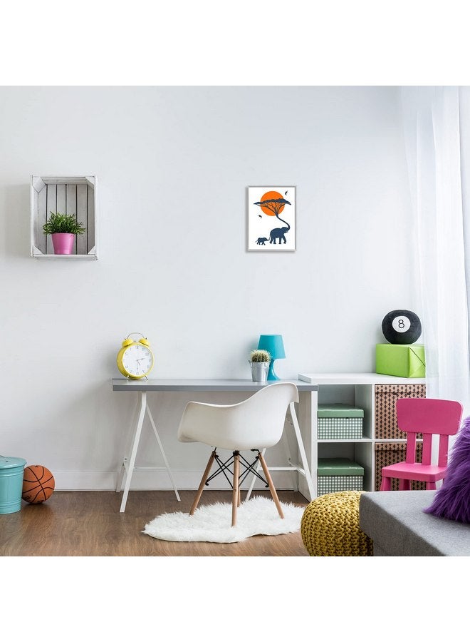 Stupell Industries Stupell Industries Modern African Safari Sunny Sky Elephant Family, Designed by Atelier Posters Gray Framed Wall Art, 11 x 14, Blue - Image 2