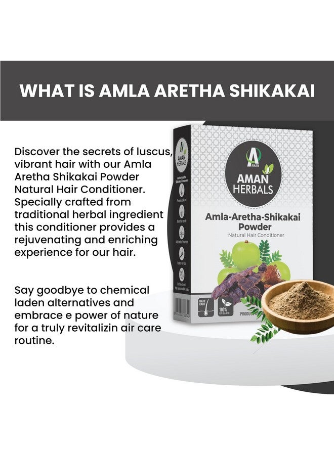 AMAN Herbals - 100% Organic Amla Reetha Shikakai Powder For Hair | 3-In-1 Natural Hair Cleanser | Hair Powder Pack Of 200Gm - Image 5