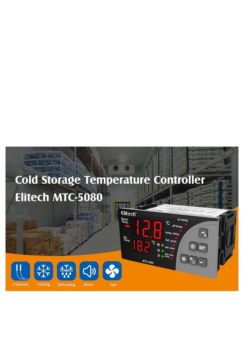 Elitech - Elitech MTC-5080 Digital Temperature Controller Universal Thermostat Cold Room Refrigerator Cooling Defrost Fan 110V - Image 1