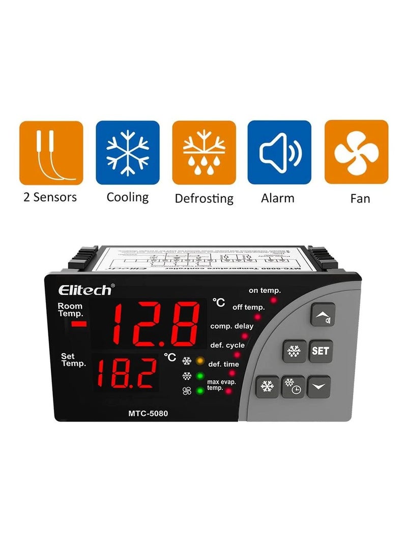 Elitech Elitech MTC-5080 Digital Temperature Controller Universal Thermostat Cold Room Refrigerator Cooling Defrost Fan 110V  - Image 1