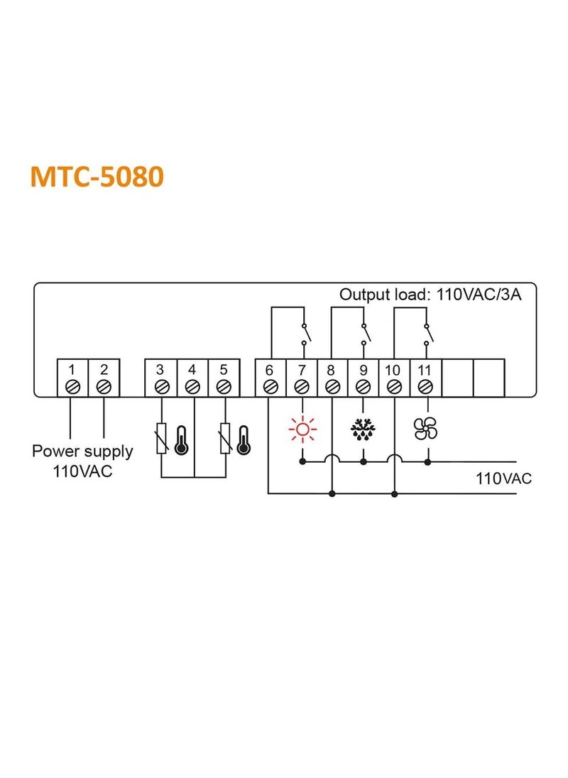 Elitech Elitech MTC-5080 Digital Temperature Controller Universal Thermostat Cold Room Refrigerator Cooling Defrost Fan 110V  - Image 5