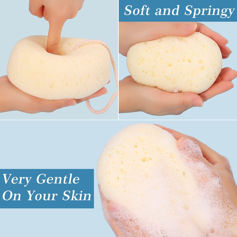 KECUCO 3 Pcs Bath Sponge for Women, Men, Teenager, Body Wash Sponges Loofah Body Scrubber, 3 Colors & Large Size Shower Pouf Cleaning Loofahs for Shower Exfoliating - Image 3