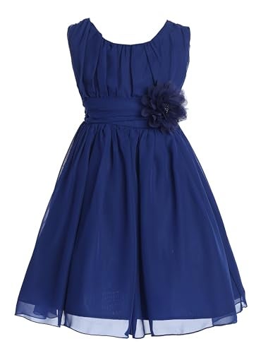 iGirlDress Little Girls' Yoro Chiffon Flower Girls Dress 4 Royal Blue - Image 3