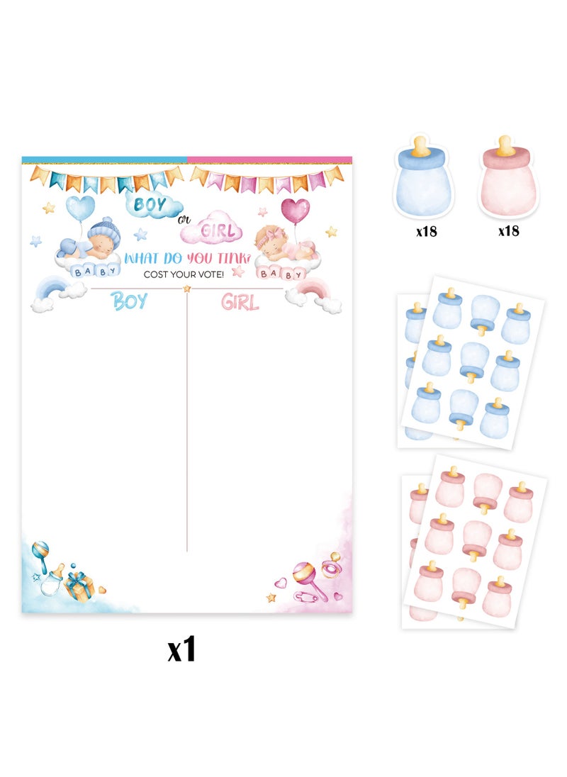 Generic Baby Gender Reveal Board with Stickers Baby Shower Party Voting Poster Games Kit  - Image 3
