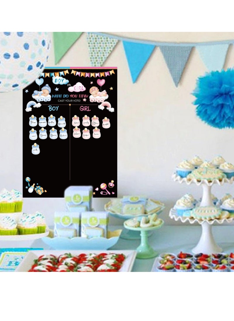 Generic Baby Gender Reveal Board with Stickers Baby Shower Party Voting Poster Games Kit  - Image 4
