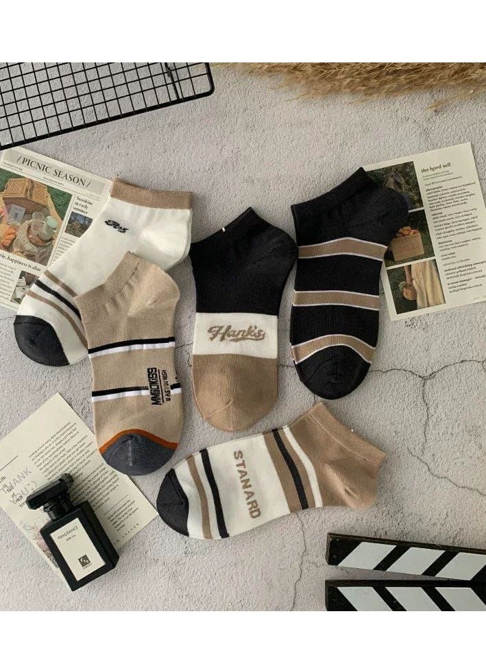 Unisex Ankle Socks – 5 Pairs Cotton Casual Striped Socks with Stylish Designs – Breathable & Comfortable Everyday Wear  - Image 3