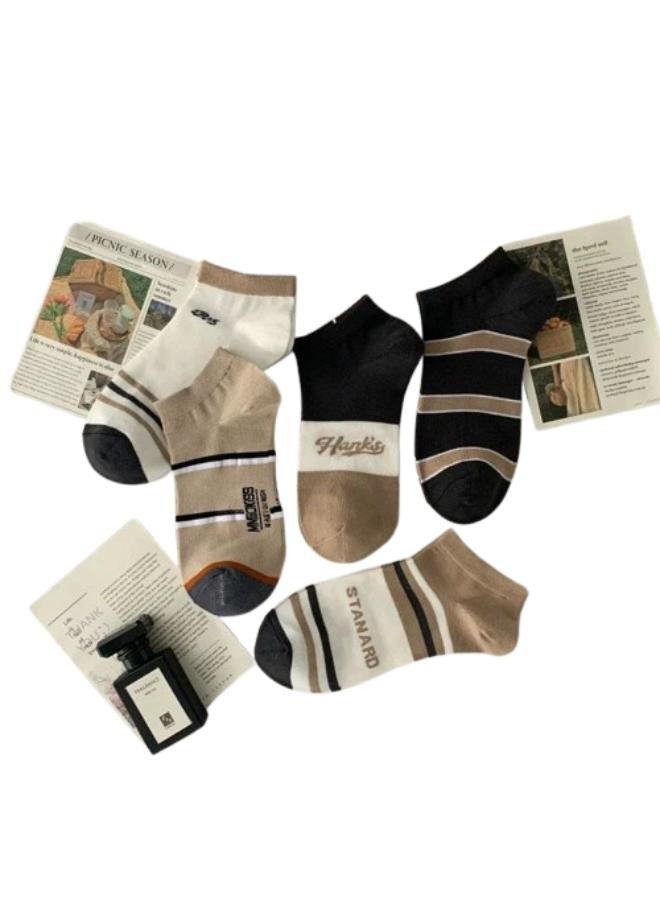 Unisex Ankle Socks – 5 Pairs Cotton Casual Striped Socks with Stylish Designs – Breathable & Comfortable Everyday Wear  - Image 2