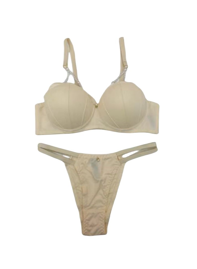 2 Pieces Underwear, Women's Underwire Bra, Thick Padded Cup