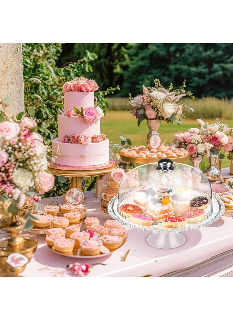 Nuenen Nuenen 12 Inch Acrylic Cake Stand with Dome Lid Clear Plastic Cake Display Stand Multifunctional Serving Platter Plate Lightweight Portable Dessert Cake Container for Wedding Birthday Party Supplies  - Image 5