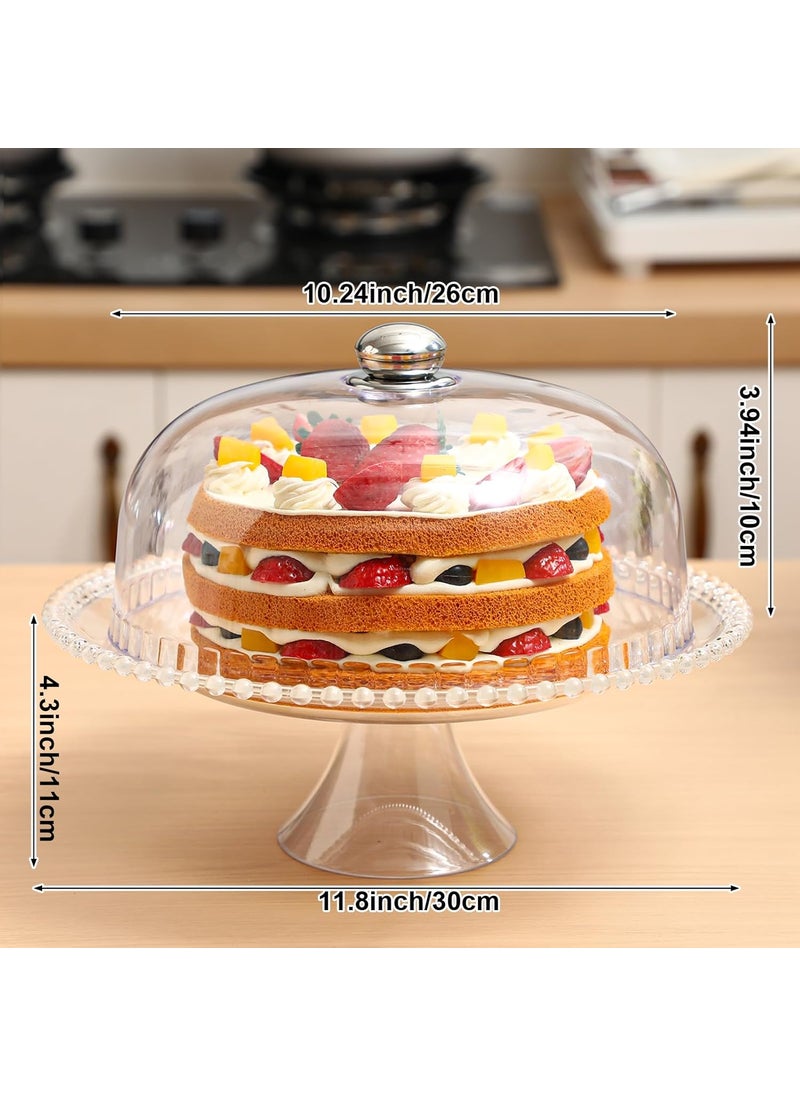 Nuenen Nuenen 12 Inch Acrylic Cake Stand with Dome Lid Clear Plastic Cake Display Stand Multifunctional Serving Platter Plate Lightweight Portable Dessert Cake Container for Wedding Birthday Party Supplies  - Image 2